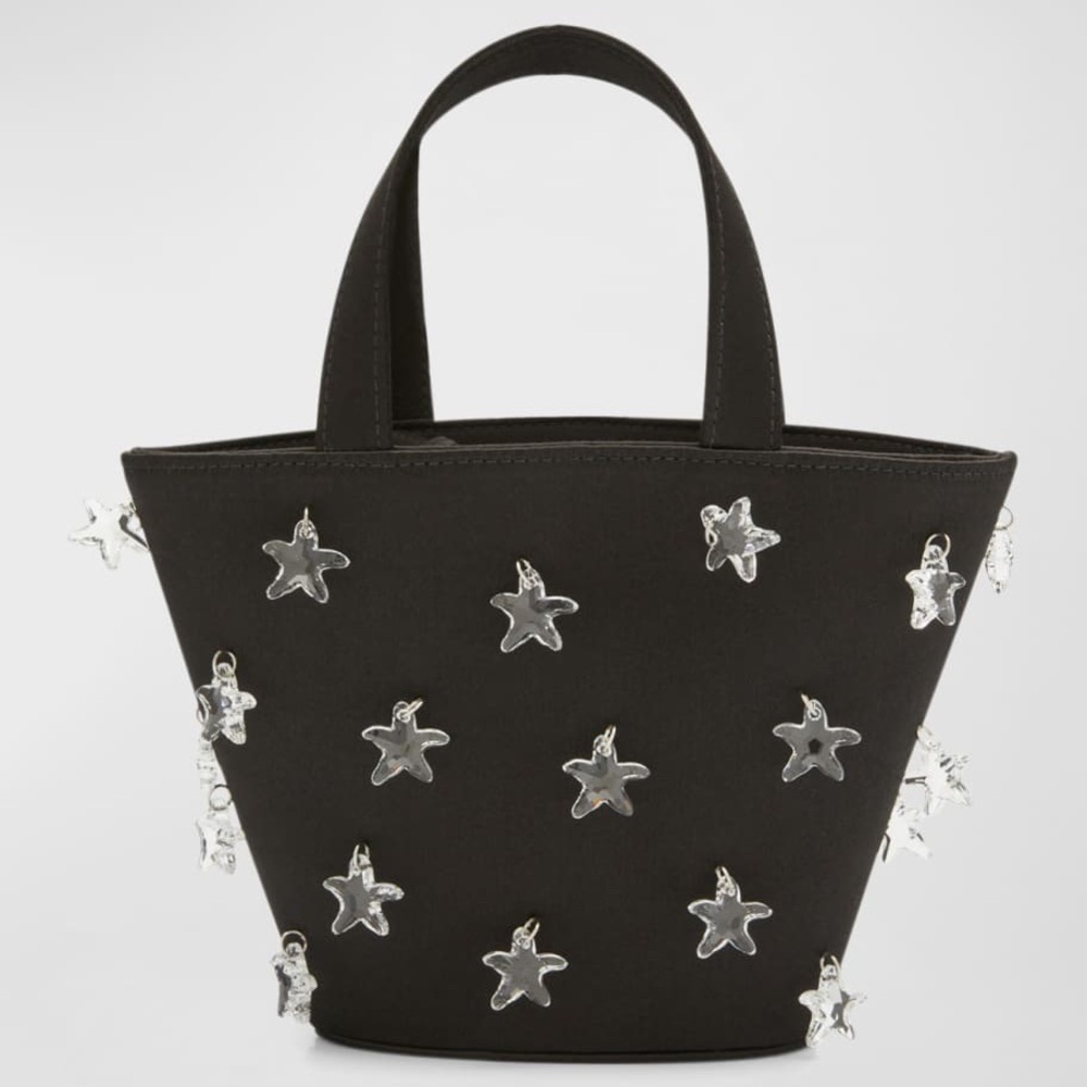 Amina Muaddi - Daryl Starfish Crystal Bucket Bag - Black